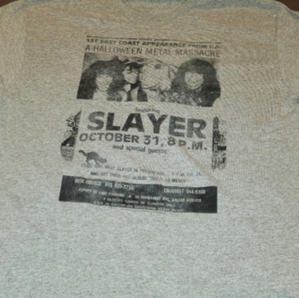 SLAYER - REPRINT OF FLYER SHIRT - HAS SLAYER LICENCING FROM 2015 - MENS SIZE XL